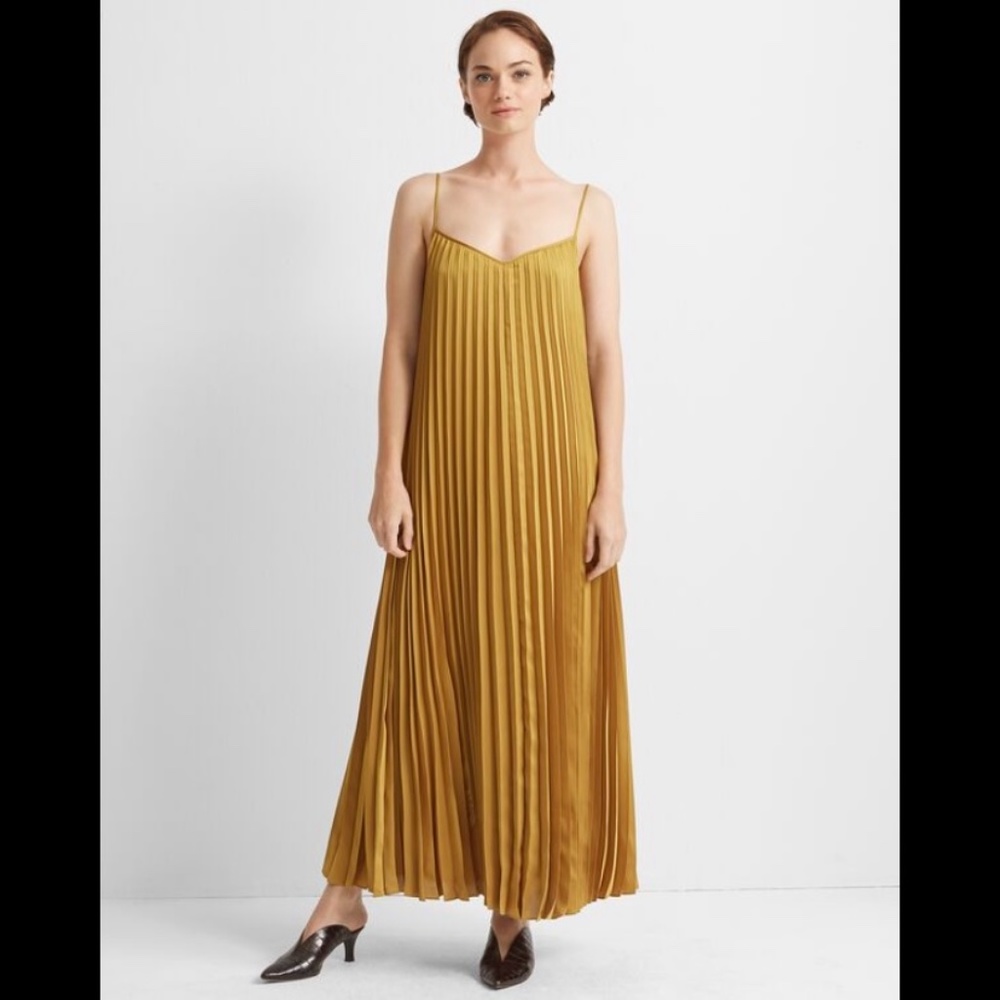 NWT Club Monaco Strappy Pleated Maxidress Marigold